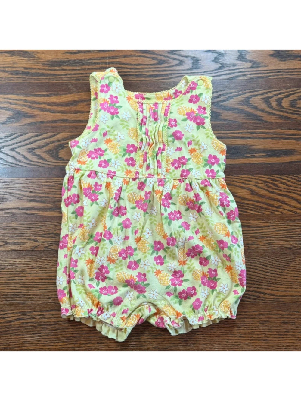 Miniwear Vintage toddler/Baby Romper Green With Floral Design Cotton 3T